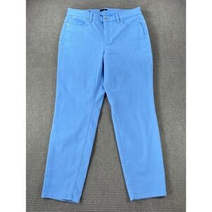 Talbots Womens Slim Ankle Jean Curvy Light Blue Stretch Denim Pants Size 10